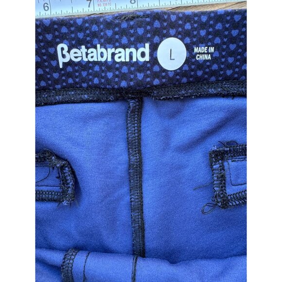 Betabrand Blue Heart Print Heartline Skinny Leg Pull On Yoga Dress Pants Sz L j2 - Picture 7 of 10